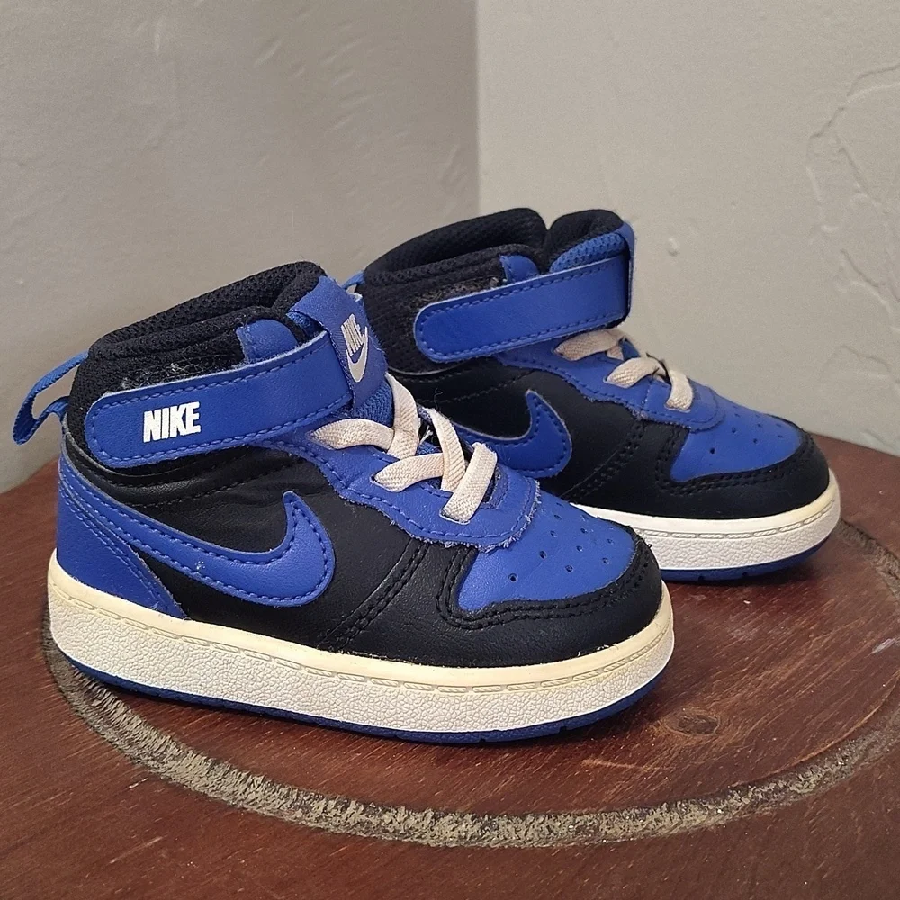Nike Court Borough Mid 2 Td Trainers Black Game Royal Sz 5C DM8874-001